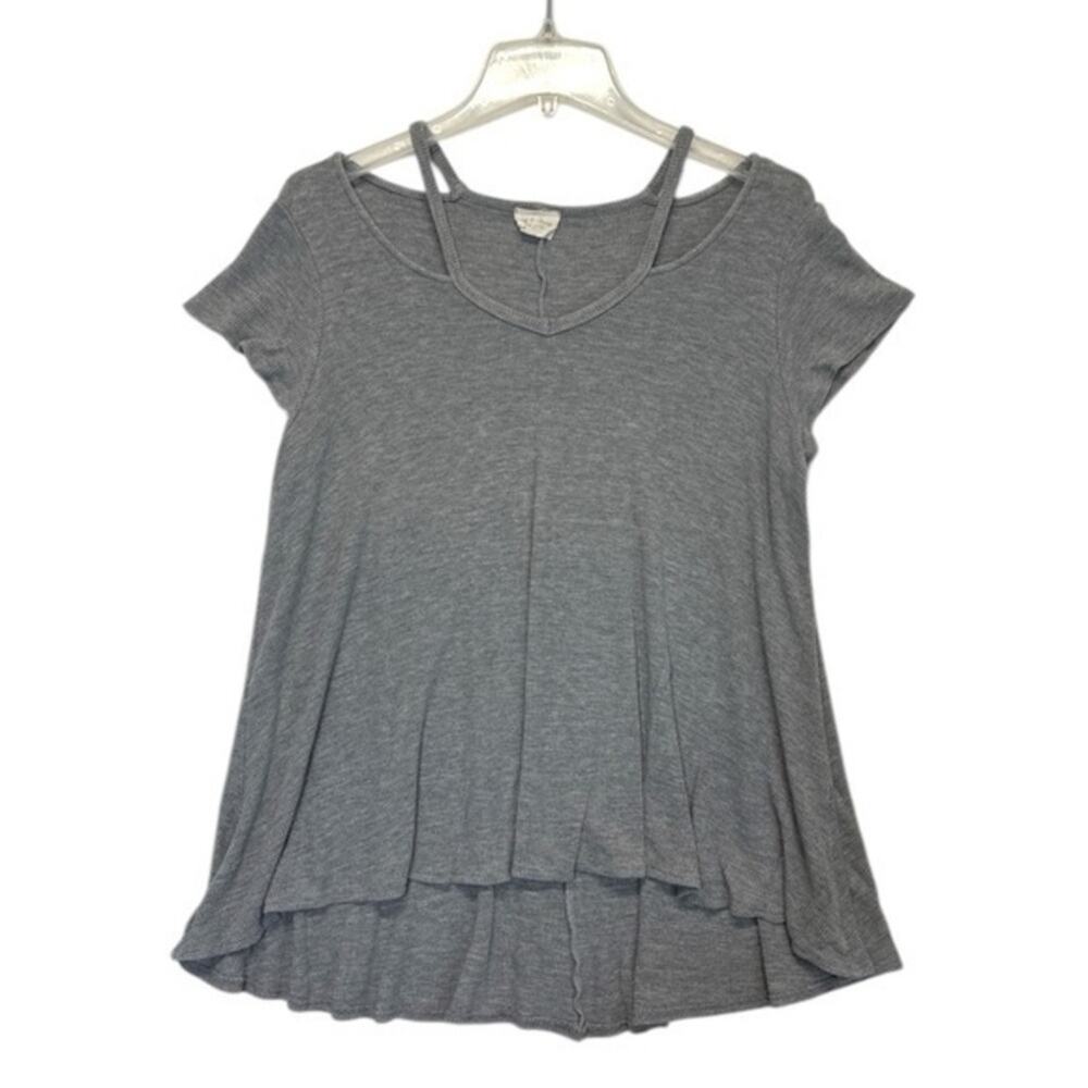 1.4.3. Story by Line Up V-neck Tunic Top Women’s Large Gray waffle knit